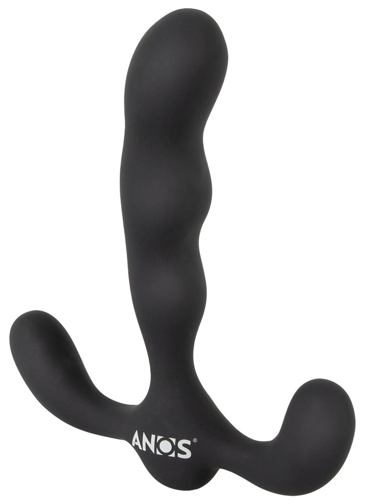 ANOS Flexible Prostate Stimulator in Schwarz – Rückansicht mit wellenförmigem Schaft und geschwungener Basis