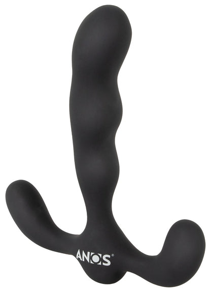 ANOS Flexible Prostate Stimulator in Schwarz – Rückansicht mit wellenförmigem Schaft und geschwungener Basis