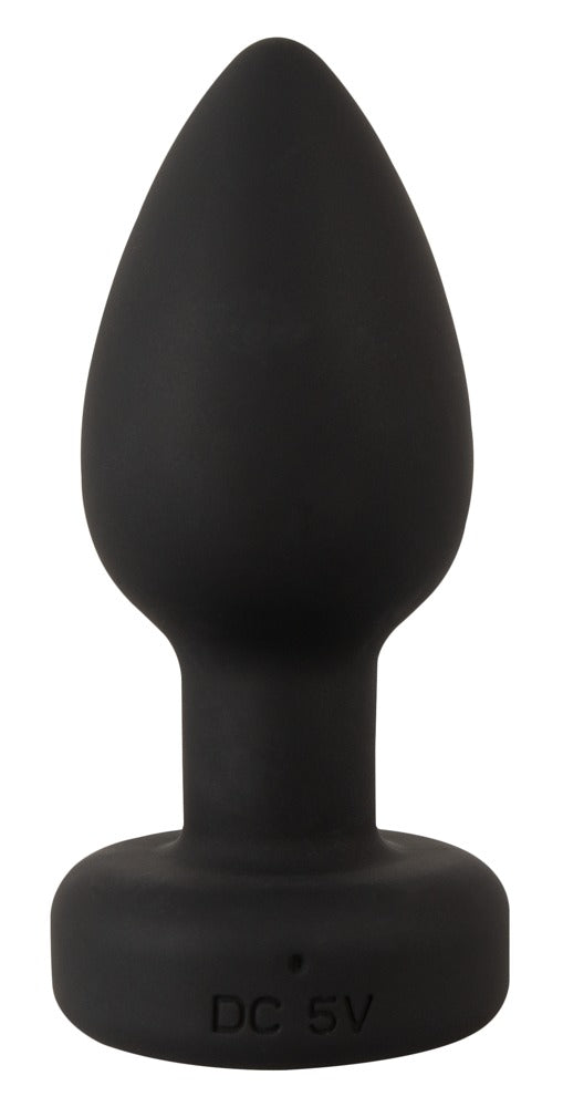 ANOS LED Analplug in Schwarz – rückseitige Produktansicht mit abgerundeter Spitze und breiter Basis