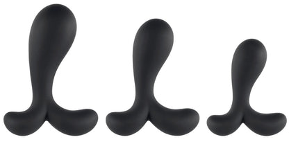 ANOS Prostata-Analplug-Set in Schwarz – Setübersicht mit drei unterschiedlich großen Prostata-Analplugs für sanftes Training