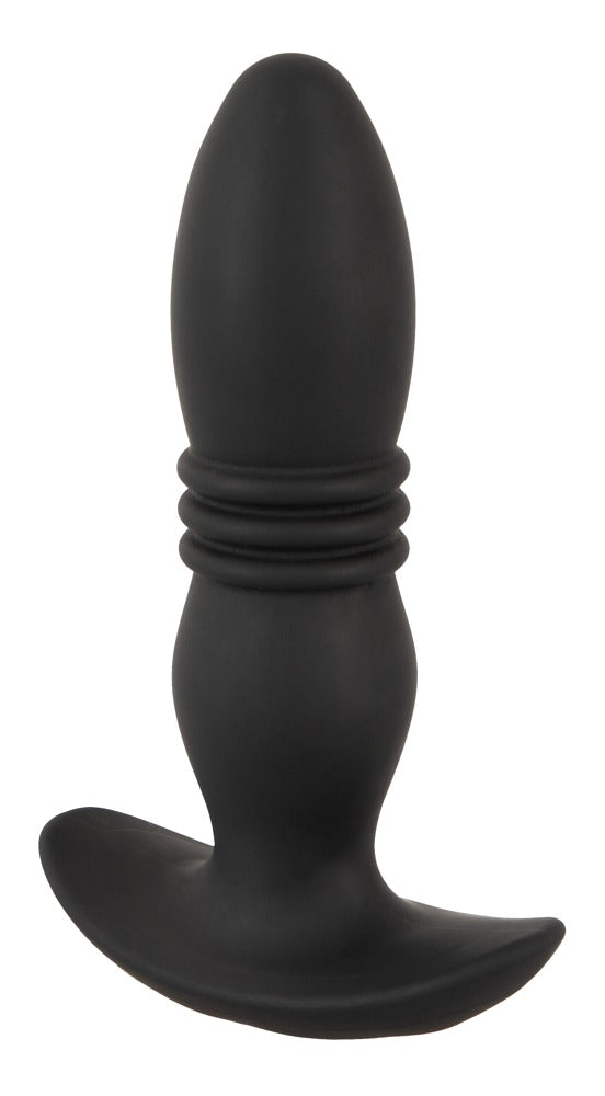 ANOS Prostata-Massager in Schwarz – Frontansicht mit abgerundeter Spitze, strukturiertem Schaft und geschwungener Basis