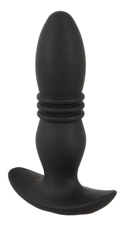 ANOS Prostata-Massager in Schwarz – Frontansicht mit abgerundeter Spitze, strukturiertem Schaft und geschwungener Basis