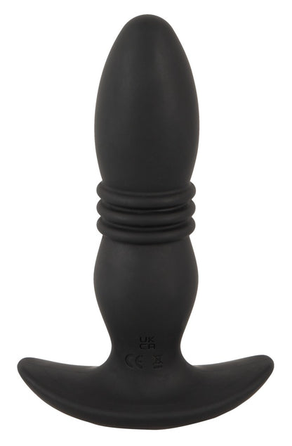 ANOS Prostata-Massager in Schwarz – Rückansicht mit strukturiertem Schaft und breiter geschwungener Basis