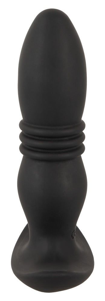 ANOS Prostata-Massager in Schwarz – Unteransicht mit abgerundeter Form und strukturiertem Schaft