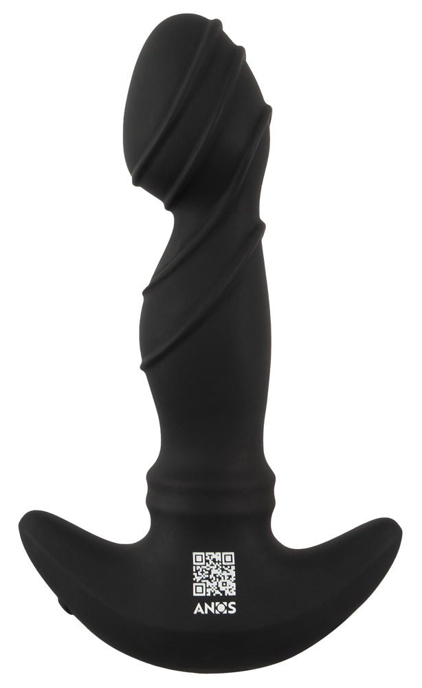 ANOS Prostata-Vibrator in Schwarz – Frontansicht mit strukturierter Spitze, geformtem Schaft und breiter geschwungener Basis