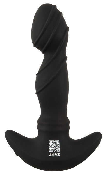 ANOS Prostata-Vibrator in Schwarz – Frontansicht mit strukturierter Spitze, geformtem Schaft und breiter geschwungener Basis