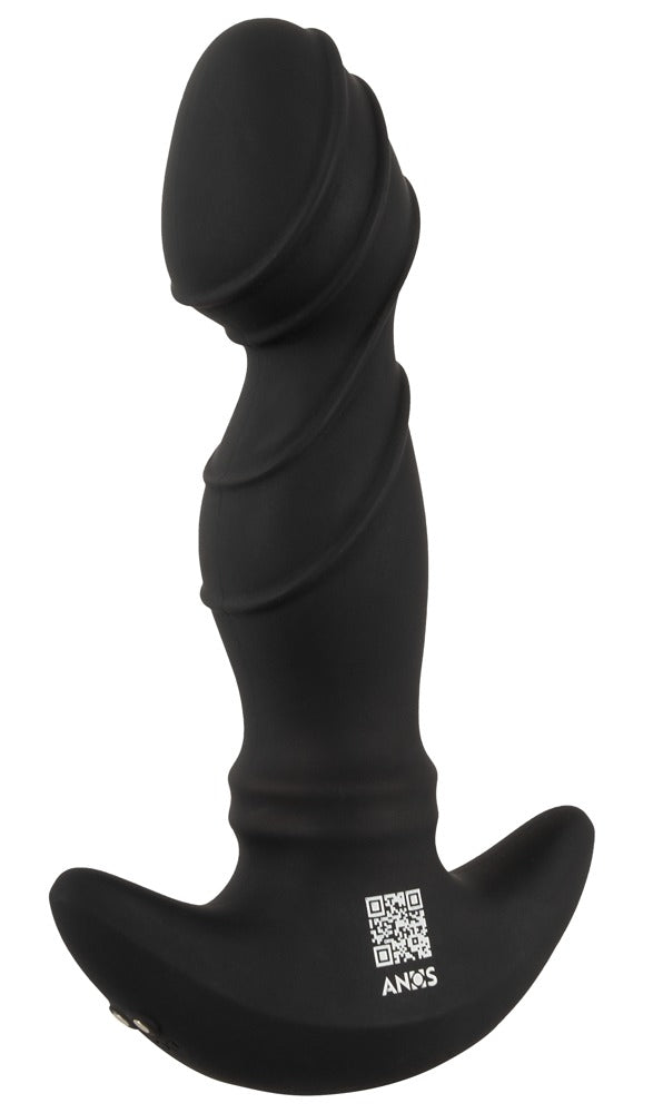 ANOS Prostata-Vibrator in Schwarz – Rückansicht mit strukturiertem Schaft und breiter Basis