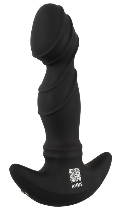 ANOS Prostata-Vibrator in Schwarz – Rückansicht mit strukturiertem Schaft und breiter Basis