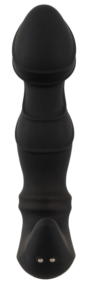 ANOS Prostata-Vibrator in Schwarz – Seitenansicht mit abgerundeter Spitze, strukturiertem Schaft und breiter Basis