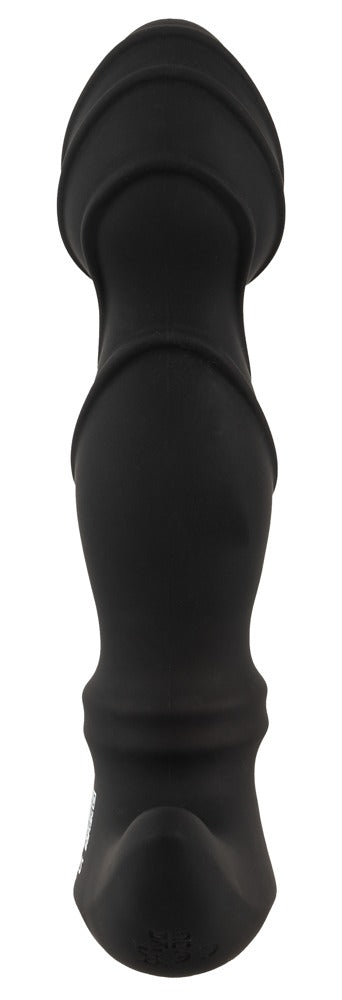 ANOS Prostata-Vibrator in Schwarz – Produktansicht von unten mit langem strukturiertem Schaft und abgerundeter Form