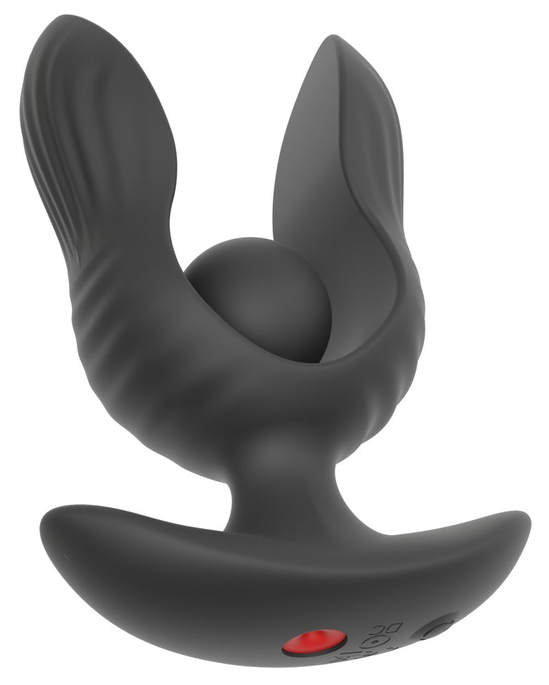 ANOS vibrierender Expander Plug in Schwarz – rückseitige Produktansicht mit Expander-Elementen, breiter Basis und Bedienelement