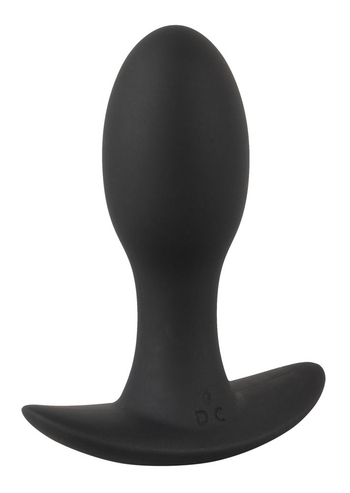 ANOS Vibro-Analplug in Schwarz – große Produktansicht mit oval geformtem Plug und breiter geschwungener Basis