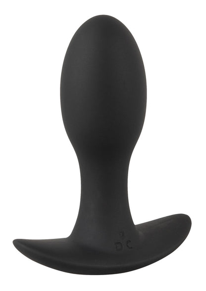 ANOS Vibro-Analplug in Schwarz – große Produktansicht mit oval geformtem Plug und breiter geschwungener Basis