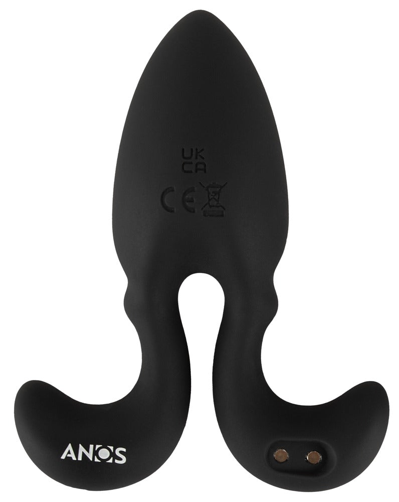 ANOS Vibro-Analplug in Schwarz – weitere Frontansicht mit zentralem Plug und seitlich ausgerichteten flexiblen Armen