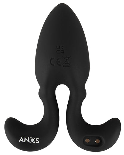 ANOS Vibro-Analplug in Schwarz – weitere Frontansicht mit zentralem Plug und seitlich ausgerichteten flexiblen Armen