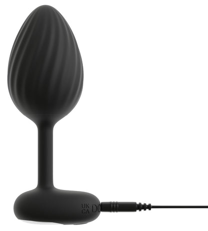 ANOS Vibro-Analplug-Set – einzelner schwarzer Analplug mit strukturierter Oberfläche und breiter Basis in Produktansicht