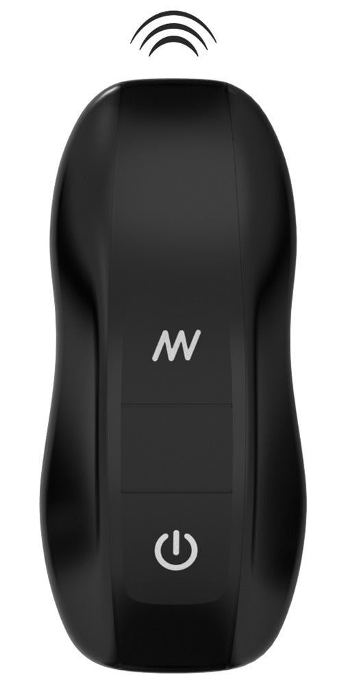 ANOS Vibro-Analplug-Set – schwarze Fernbedienung mit mehreren Bedientasten in frontaler Ansicht