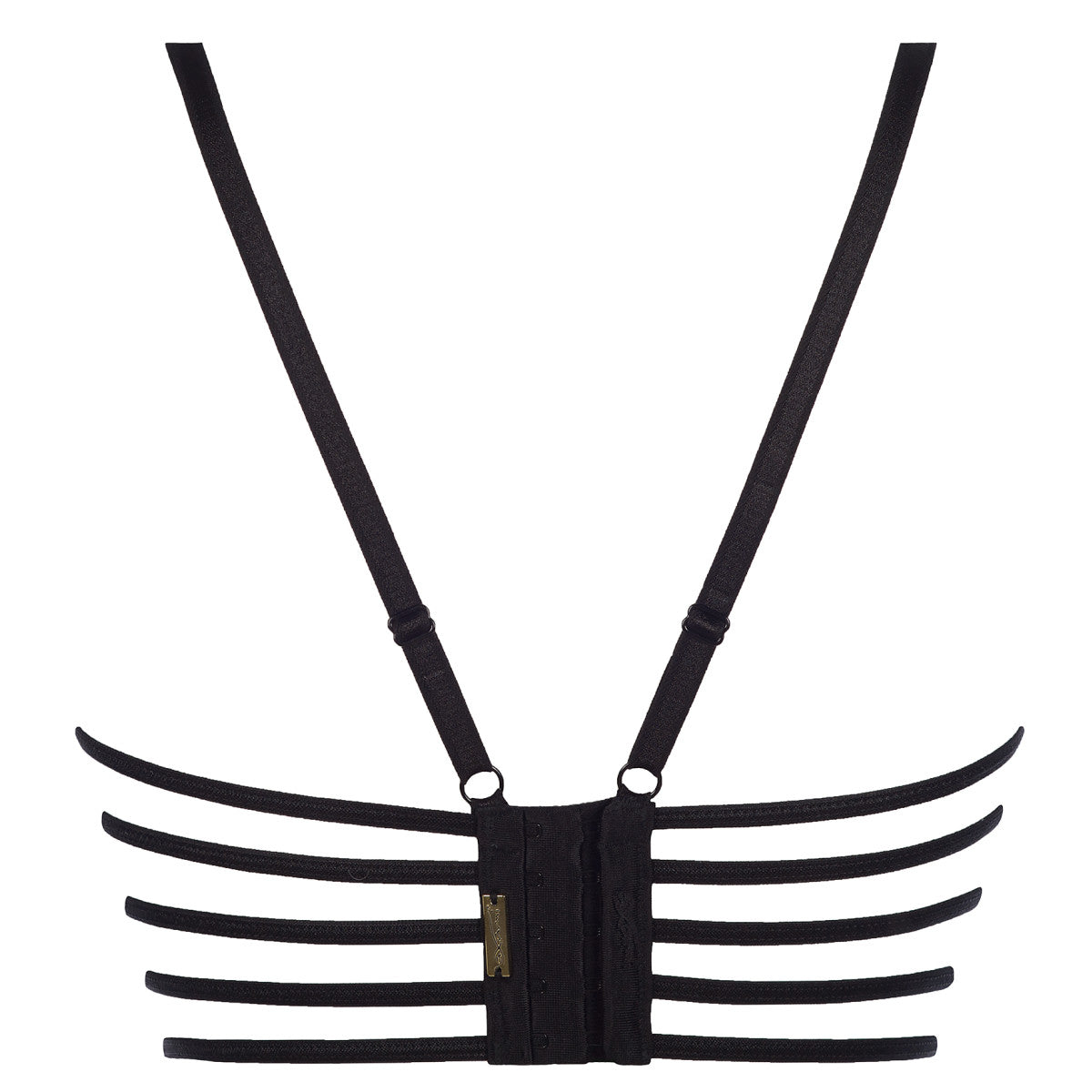 Axami V-7761 Bustier in Schwarz – Freisteller der Rückseite mit verstellbaren Trägern und Hakenverschluss