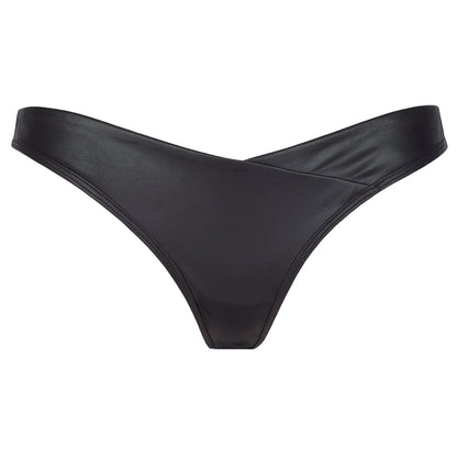 Axami V-8325 String in Schwarz – Freisteller von vorne mit matter latexähnlicher Oberfläche