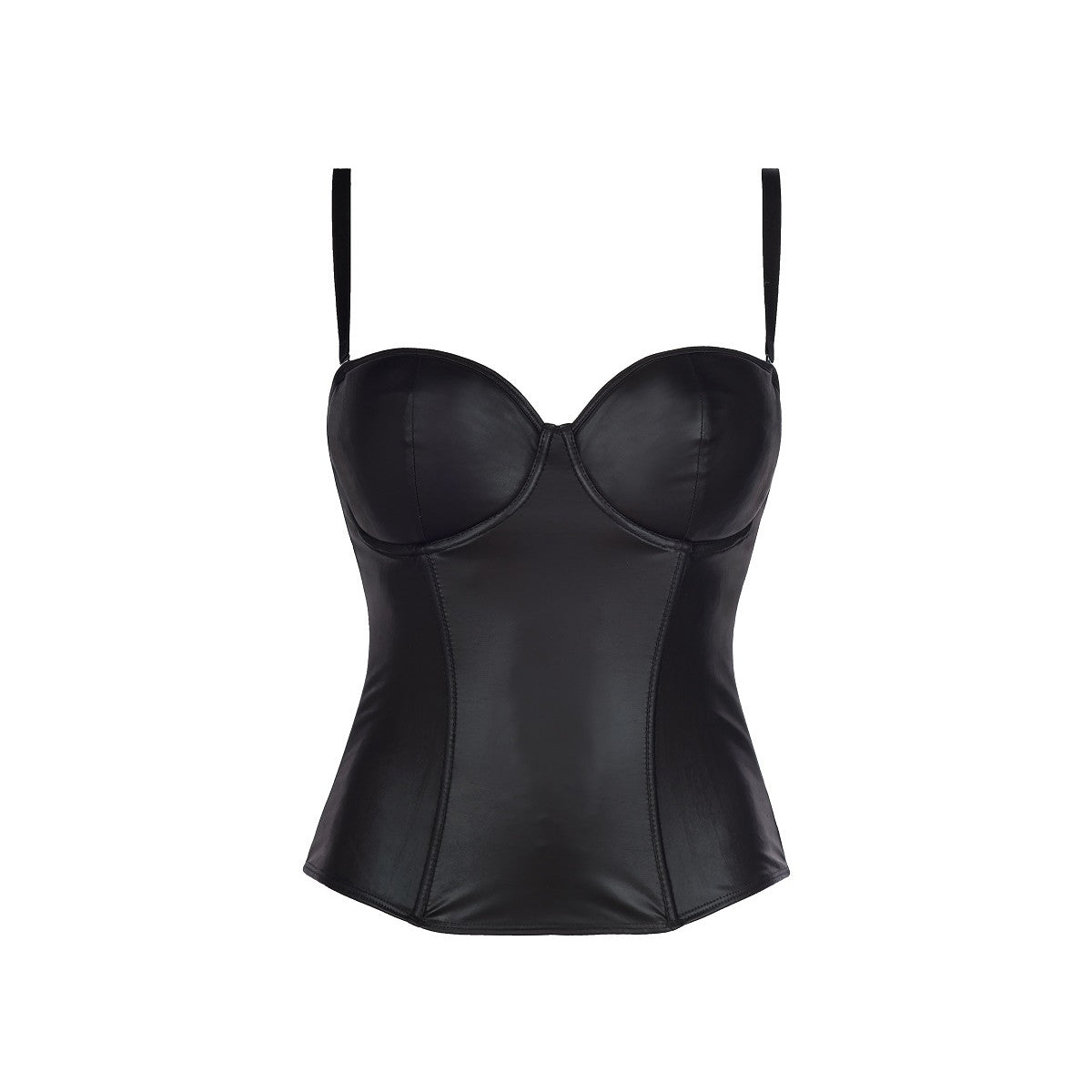 Axami V-8327 Corsage in Schwarz – Freisteller von vorne mit gepolsterten Cups, Bügeln und formenden Stäbchen