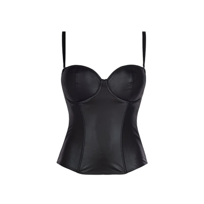Axami V-8327 Corsage in Schwarz – Freisteller von vorne mit gepolsterten Cups, Bügeln und formenden Stäbchen