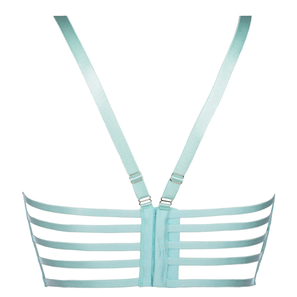 Axami V-8611 Bustier in Sea Green – Freisteller der Rückseite mit elastischen Bändern und Hakenverschluss