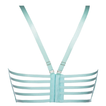 Axami V-8611 Bustier in Sea Green – Freisteller der Rückseite mit elastischen Bändern und Hakenverschluss