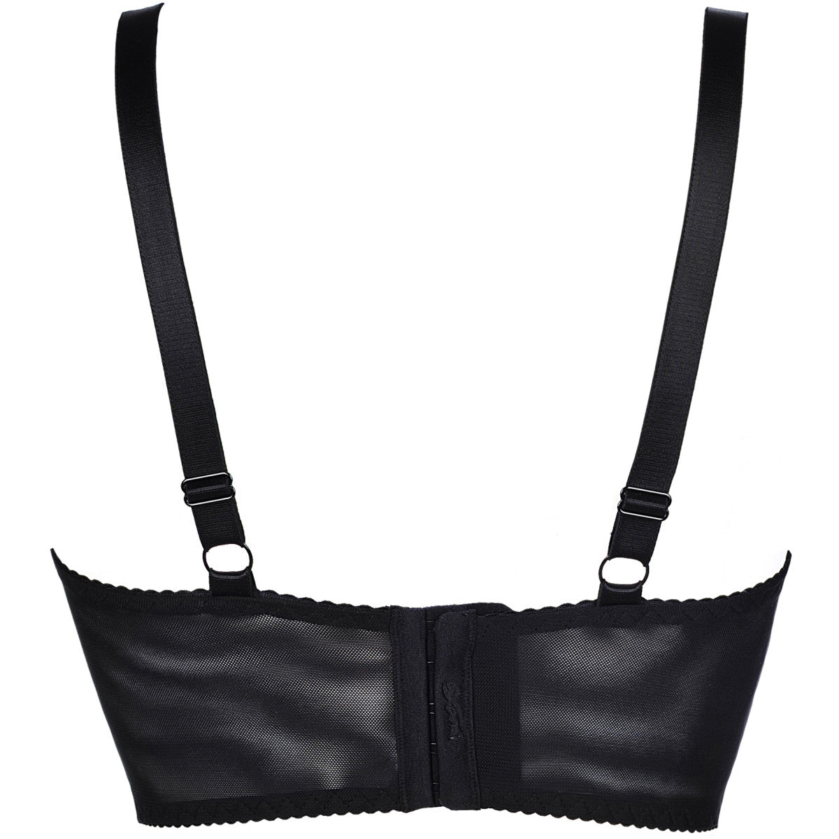 Axami V-8651PS schwarzer Plus-Size Bustier-BH in Rückansicht mit breiten Trägern und verstellbarem Hakenverschluss