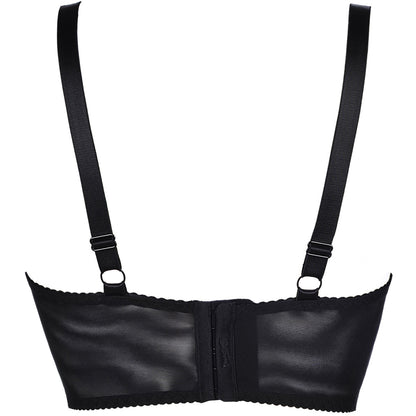 Axami V-8651PS schwarzer Plus-Size Bustier-BH in Rückansicht mit breiten Trägern und verstellbarem Hakenverschluss