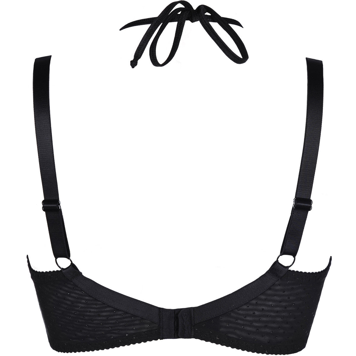 Axami V-8671PS schwarzer Plus-Size Bügel-BH in Rückansicht mit breiten verstellbaren Trägern und Hakenverschluss