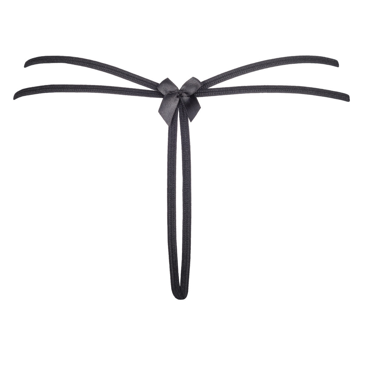 Axami V-8698PS schwarzer Plus-Size String in Rückansicht mit schmalem T-Schnitt und doppeltem Bund
