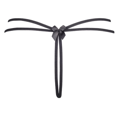 Axami V-8698PS schwarzer Plus-Size String in Rückansicht mit schmalem T-Schnitt und doppeltem Bund