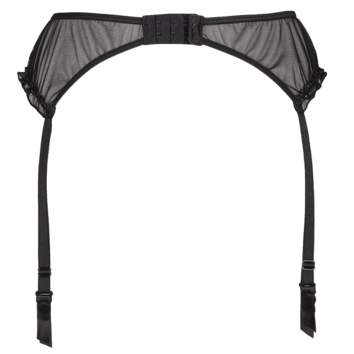 Axami V-8752PS schwarzer Plus-Size Strapsgürtel in Rückansicht mit breitem Bund, Hakenverschluss und verstellbaren Strumpfhaltern