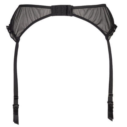 Axami V-8752PS schwarzer Plus-Size Strapsgürtel in Rückansicht mit breitem Bund, Hakenverschluss und verstellbaren Strumpfhaltern