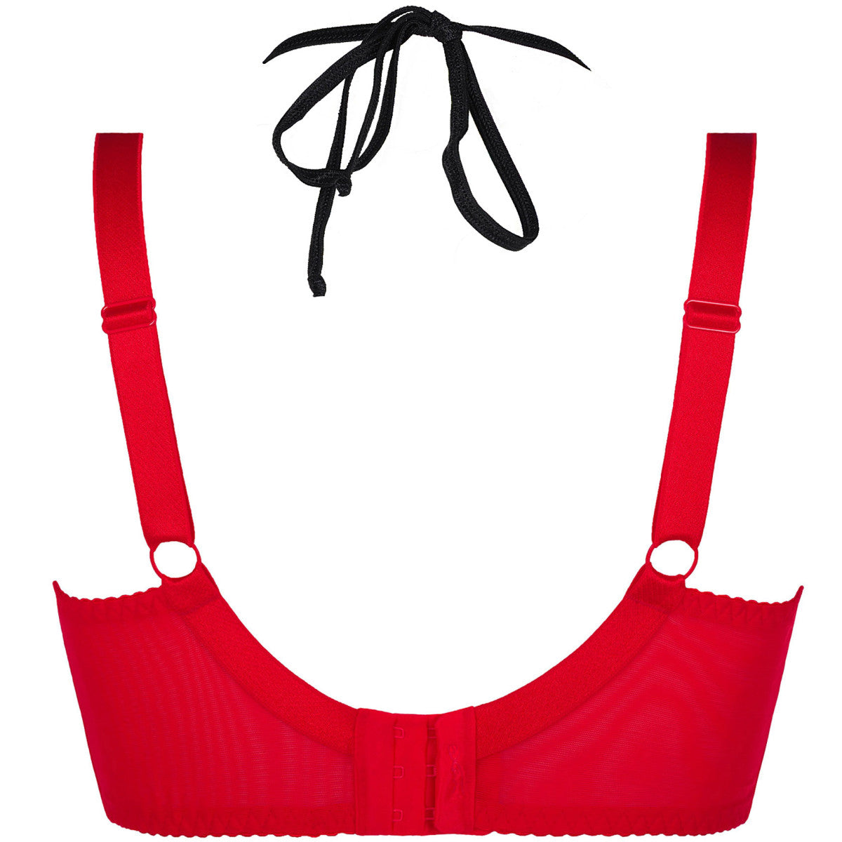 Axami V-8771PS Plus Size BH in Rot-Schwarz – Rückansicht mit extra breiten Trägern und Verschluss