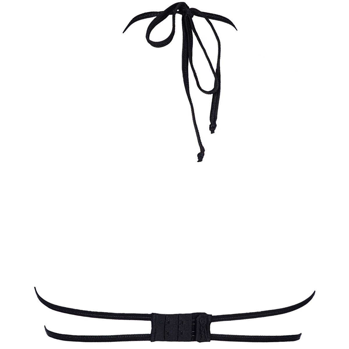 Axami V-8841 Neckholder-BH in Beige-Schwarz – Freisteller der Rückseite mit Neckholder-Bindung und Hakenverschluss