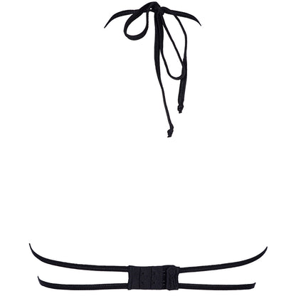 Axami V-8841 Neckholder-BH in Beige-Schwarz – Freisteller der Rückseite mit Neckholder-Bindung und Hakenverschluss