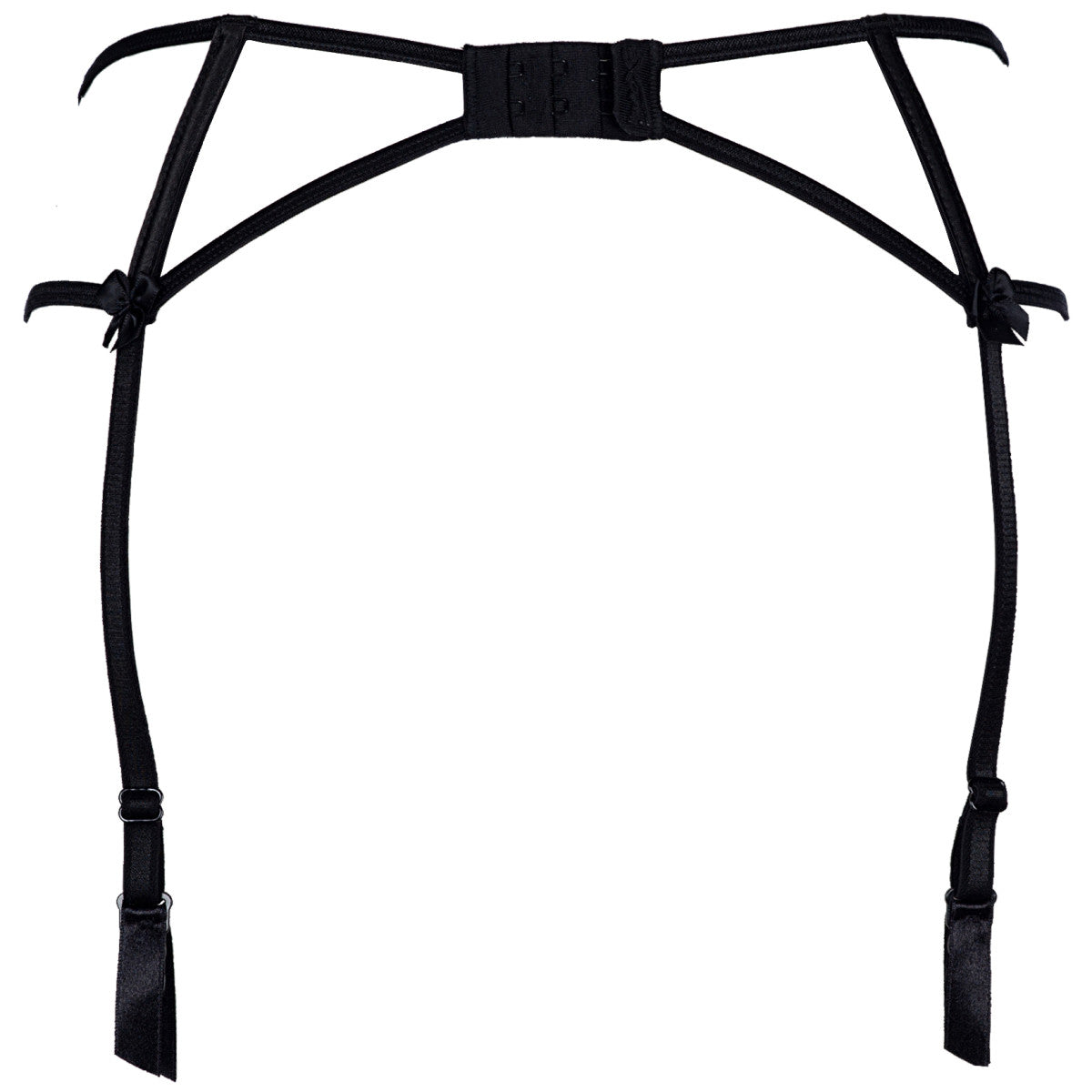 Axami V-8842 Strapsgürtel in Beige-Schwarz – Freisteller der Rückseite mit elastischen Bändern und Strumpfhaltern