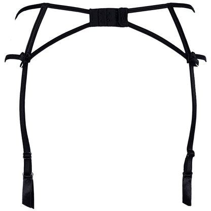 Axami V-8842 Strapsgürtel in Beige-Schwarz – Freisteller der Rückseite mit elastischen Bändern und Strumpfhaltern