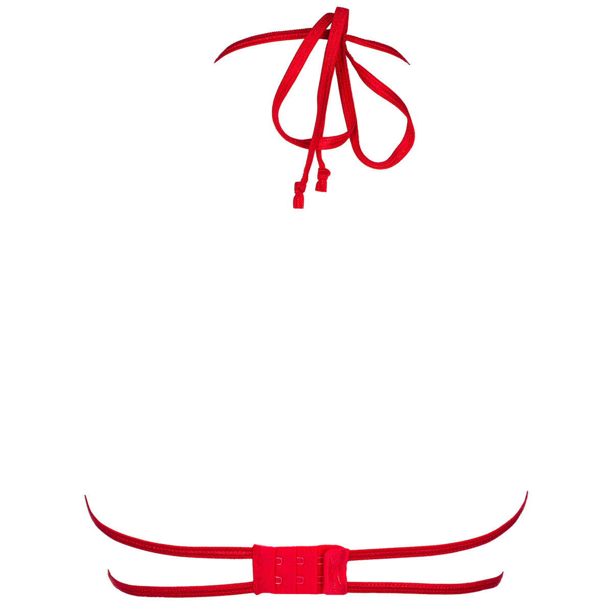 Axami V-8861 Neckholder-Bügel-BH in Rot – Freisteller der Rückseite mit Halsbindung und Hakenverschluss