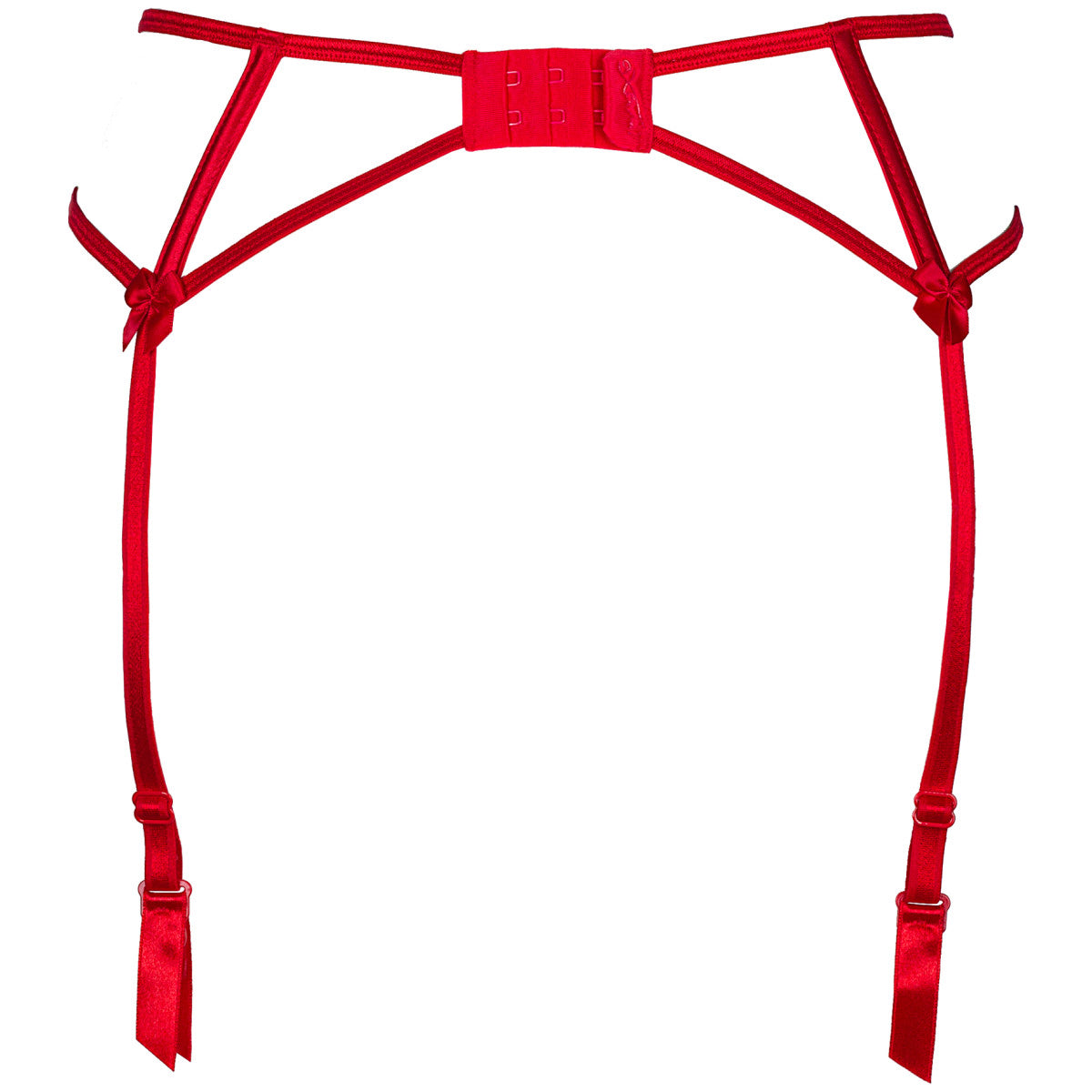 Axami V-8862 Strapsgürtel in Rot – Freisteller der Rückseite mit schmalen Riemchen, Strapshaltern und Hakenverschluss