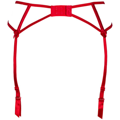 Axami V-8862 Strapsgürtel in Rot – Freisteller der Rückseite mit schmalen Riemchen, Strapshaltern und Hakenverschluss