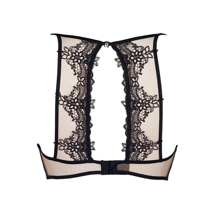 Axami V-8901 Soft-Bügel-BH in Schwarz-Beige – Freisteller der Rückseite mit verstellbaren Trägern und besonderer Rückenführung