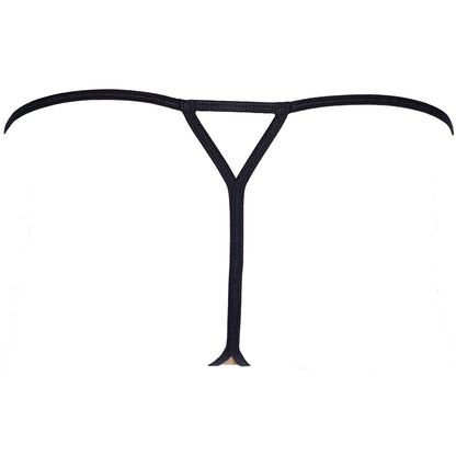 Passender String des Axami V-8919 Sets in Beige-Schwarz – Rückansicht mit schmalem Schnitt und schwarzen Details