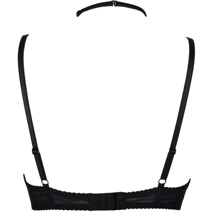 Axami V-9021 Bügel-BH in Schwarz-Beige – Freisteller der Rückseite mit verstellbaren Trägern, Halsband und Hakenverschluss
