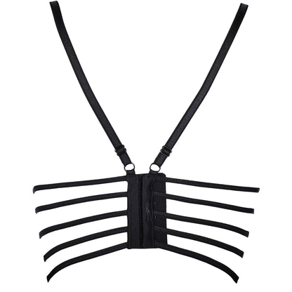 Axami V-9061 Bügel-Bustier in Schwarz-Beige – Freisteller der Rückseite mit mehreren Riemchen und Hakenverschluss