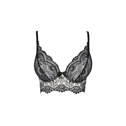 Axami V-9061 Bügel-Bustier in Schwarz-Beige – Freisteller von vorne mit Spitze, formgebenden Cups und Schleifendetail