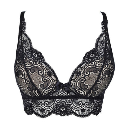Axami V-9071 BH in Schwarz-Beige in Vorderansicht mit schwarzer Spitze, gepolsterten Cups und breitem Spitzenrand