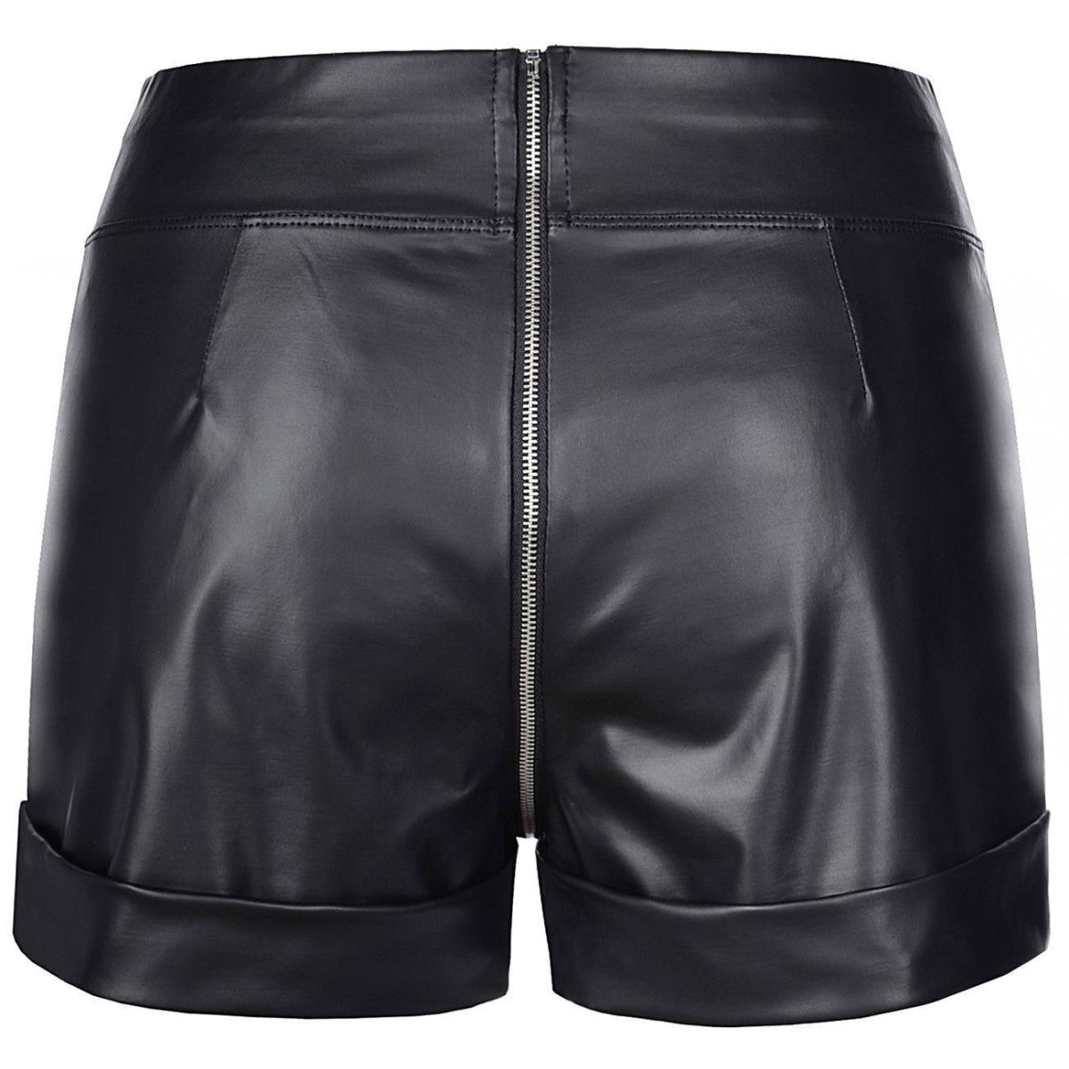 Axami V-9153 schwarze Wetlook-Shorts in Rückansicht mit glatter körpernaher Passform