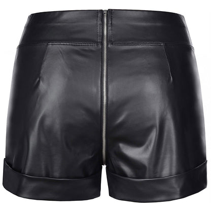 Axami V-9153 schwarze Wetlook-Shorts in Rückansicht mit glatter körpernaher Passform